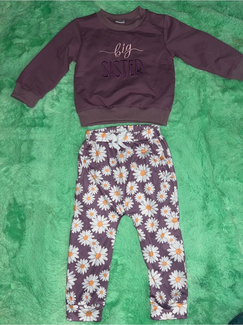 Kids Big Sister Sweatshirt & Daisy Print Pants Set